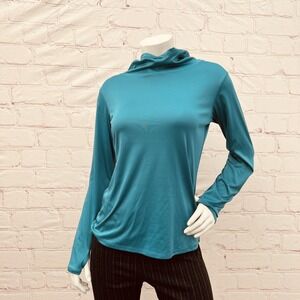 The American Outdoorsman For Women Light Blue Cowl Neck Hoodie Shirt Size S